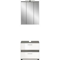 Ensemble 2 meubles de salle de bain gris et blanc + lampe - TWYNI