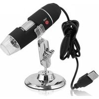Microscopio USB - Microscopio USB, risoluzione 720p, ingrandimento fino a 500x, illuminazione intorno all'obiettivo, supporto, compatibilità con PC.