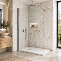 Pack douche italienne : receveur blanc 120x80 cm + paroi fixe profilé chromé
