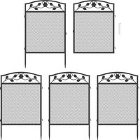 XXL Beetzaun aus Metall Gartenzaun Beetumrandung 110cm hoch Dekozaun Hundezaun 5-teiliges Set mit Erdspießen, schwarz