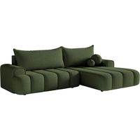 Selsey DANDELINO - Canapé d'angle convertible - en bouclette vert olive avec revêtement - côté droit