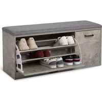 Mondeer Scarpiera Panca, Portascarpe con Cuscino Salvaspazio in Legno per Ingresso Corridoio, 100 x 30 x 46 cm (Grigio)