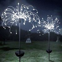 Lampe de feux d'artifice de jardin solaire étanche 2PCS,lumières de jardin extérieures solaires multicolores,lumières de feux d'artifice lumières solaires Starburst,pour la fête de parterre de