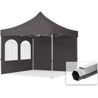 3x3m gazebo pieghevole PES 800 con laterali (finestre), PROFESSIONAL 40mm alluminio, grigio scuro