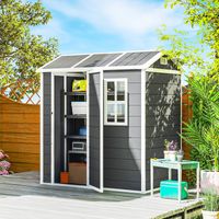 Abri de jardin - porte verrouillable - résine plastique - fenêtre - abri de jardin avec sol - imperméable - gris - Robuste