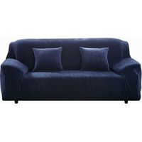 BRAVIX housses de canapé épaisses 1/2/3/4 places pure color sofa protector velvet easy fit elastic fabric stretch couch slipcover (bleu, 2 places 145-185cm), HANBING