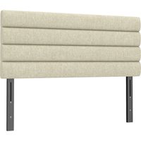Tête de lit 140 cm, revêtue de lin, hauteur réglable sur 3 niveaux (106/116/126 cm), fixation murale, beige