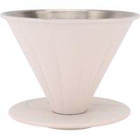 Filtre à café à infusion manuelle, acier inoxydable 304, cône d'infusion moderne, tasse à filtre à café, beige, taille L
