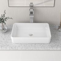 Aufsatzwaschbecken DeerValley, rechteckig aus Keramik für Badezimmer-Waschtische – Weiß – 50,5 x 34 x 11 cm, DV-1V032