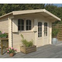 Abri de jardin Tignes en bois 14,25 m², Toiture Shingle rouge, Plancher Non
