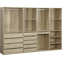 Sweeek – Kit dressing modulable 4 éléments – 2 tiroirs, 2 étagères, penderie acier inoxydable – Dimensions L 260 x P 45 x H 180cm