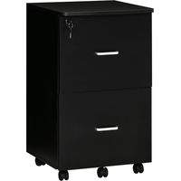 Cajonera de Oficina Mueble Auxiliar con 2 Cajones Cierre con Llave para Estudio Despacho 43x45x72 cm Negro