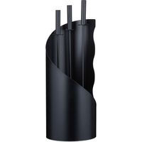 Relaxdays – Serviteur de cheminée 4 pièces – Tisonnier 52cm, pelle 50cm, balai 51cm – Acier inox noir moderne – Support pratique