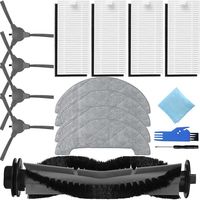 Accessory Kit for Ultenic D5 Series D5S / D5S Pro / D5S Pro+ Robot Vacuum Cleaner Replacement Part 1 Main Brush 4 Side Brushes 4 HEPA Filters 4 Cloth Pads (13 Pieces)