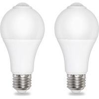 E27 12W Dusk-to-Dawn Sensor Bulb, Cool White 6500K, 1000lm, AC 220V, 120-degree beam angle, Auto on/off, E27 Light Sensor Bulb for Outdoor Garden Entrance, Pack of 2