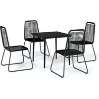 Ensemble de salle à manger de jardin meuble extérieur 5 pièces noir