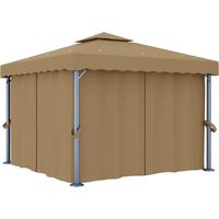 Tonnelle avec rideau 3x3 m Taupe Aluminium