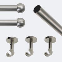 Kit de tringle à rideaux Nickel Mat 250cm Diam.20mm Embout Boule - Fixation Plafond - Boulet