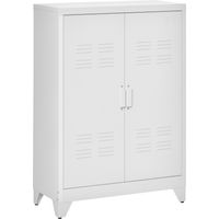 Armario Metálico con 2 Puertas y 2 Baldas Ajustables Mueble Multiusos para Oficina Salón Dormitorio 75x33x110cm Blanco