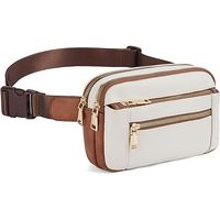 Sac banane pour femme, sac bandoulière en cuir, sac ceinture tendance avec bandoulière ajustable, beige et marron