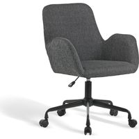 HISPANOHOGAR, chaise de bureau à roulettes modèle Mael, en tissu gris anthracite