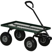 Gartentransportwagen, Handanhänger, 4-rädriger Handwagen, 94 x 48,5 x 100 cm (L x B x H), max. Traglast 150 kg, grünes Metall