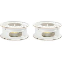 2X Chauffe-Théière, Chauffe-Thé en Céramique avec Photophore, Chauffe-Théière pour Chauffer le Café, le Lait, Chauffe-Plat
