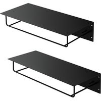 ML-Design Set 2x Appendiabiti da Parete con Gancio Asta e Ripiano per Capelli Beretti 60 x 30 x 15 cm in Acciaio Verniciato a Polvere Nero Attaccapanni da Ingresso Corridoio per Giacche