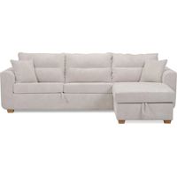 LOULOU - Canapé droit convertible velours côtelé 3 places - Beige