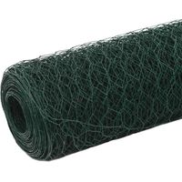 vidaXL Chicken Wire Fence Steel with PVC Coating 25x1,5 m Green