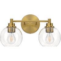 Applique de salle de bain LED 2 lumières avec globe en verre, éclairage de salle de bain, doré, sans ampoule
