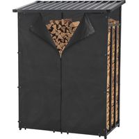 Abri-bûches couvert acier 185 x 130 x 70 cm noir casa.pro