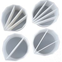 Split Paint Cup - Silicone - 4-Compartment - For Acrylic Pouring And Resin Art - 9x7x5 Cm - Set Of 4
