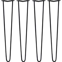 SKISKI LEGS - 4 Pieds de Table en Épingle à Cheveux 71cm 2 Tiges en Acier Noir Épaisseur 10mm