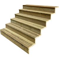 Berlin Escalier extérieur bois 6 marches H 105cm L-160cm - avec contre marche