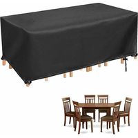 Copertura per tavolo da giardino, copertura impermeabile per mobili da giardino rettangolari, copertura protettiva da giardino resistente ai raggi UV, 250x110x90 cm, nero