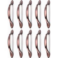 10 Stück Vintage-Möbeltürgriffe, Vintage-Schrankgriffe in Bogenform, Möbelgriffe (96 mm Lochabstand, Rotbronze)