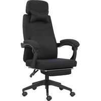 Fauteuil de bureau ergonomique noir, dossier réglable, repose-pied intégré, roulettes 360°, lin 62x68x127 cm, grand confort pour travail prolongé.