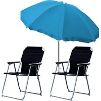 2x Campingstuhl schwarz + Sonnenschirm 200cm Petrol-2xMPO2600S+MMC200P-Petrol