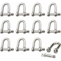Manille Inox 12 Pièces M4 Manille Inox Acier Manille de Levage Manille D'anneau de D de Chaîne Manille Goupille Vis Boucle Manille Droite Joint Fermoir pour Chaîne