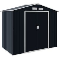 Cabanon de jardin 213x130x185 cm Cabanon métallique extérieur pour le stockage d’outils, gris foncé