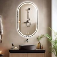 Miroir de salle de bain mural led ovale avec antibuée et éclairage réglable, argenté, 60x90 cm