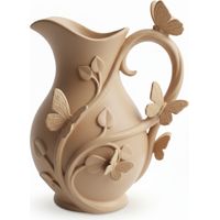 Jarrón moderno beige con forma de mariposa para flores, diseño elegante.