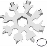 Outil Multifonction Flocon de Neige 18 en 1 Flocon Tournevis Outil Tout Puissant en Acier Inoxydable Portatif Ouvre Bouteille Cadeau Noel Pour les Voyages Quotidiens Camping Adventure Tools -(Argent)