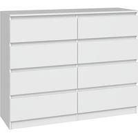 MILÁN Cómoda contemporánea para dormitorio/salón/oficina 40x120x97 8 cajones deslizantes Unidad de almacenamiento Armario