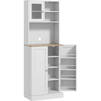 Dispensa da Cucina 60x35x169 cm Bianco con Ripiani Aperti Armadietto Portaspezie