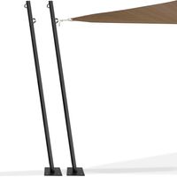 Idmarket – Lot de 2 mâts de fixation pour voile d'ombrage H.220 cm – Acier noir – Fixation au sol avec 4 trous – Angle d'inclinaison 105°