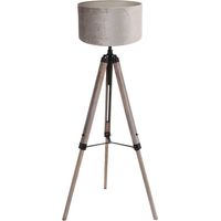 Mexlite - lámpara de pie - Triek - negro - madera velours tejido