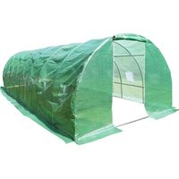 HATTORO Gewächshaus Foliengewächshaus Folientunnel Stahlfundament Gitternetzfolie PE-Gewebe 170g/m² 16 Fenster Rolltür 8x3x2m