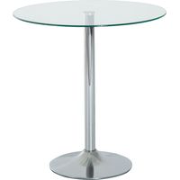 Mesa de Comedor Redonda para 2 Personas Mesa de Cocina Moderna con Superficie de Vidrio Templado para Salón Plateada
